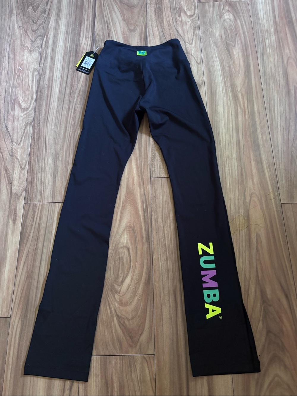 Zumba ruched high waisted bootcut leggings bold black size medium
